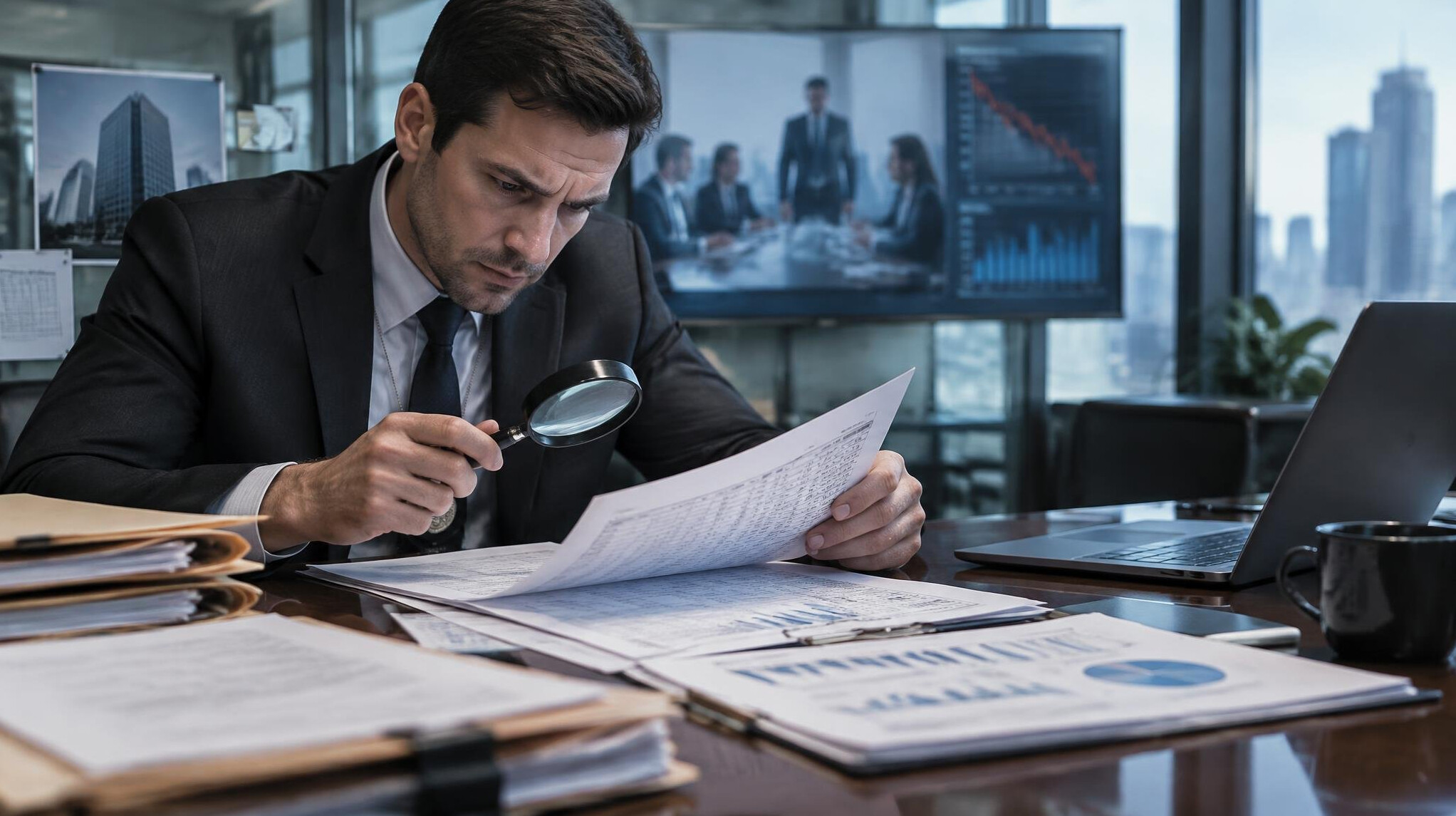 detective investigating documents